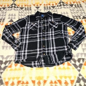 Arizona Jeans Co. Flannel Button Down Shirt in Black, White & Grey Size XL 18-20